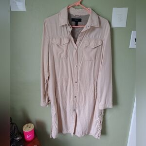 Forever 21 Women's Small 100% Cotton Longline Cream Jacket